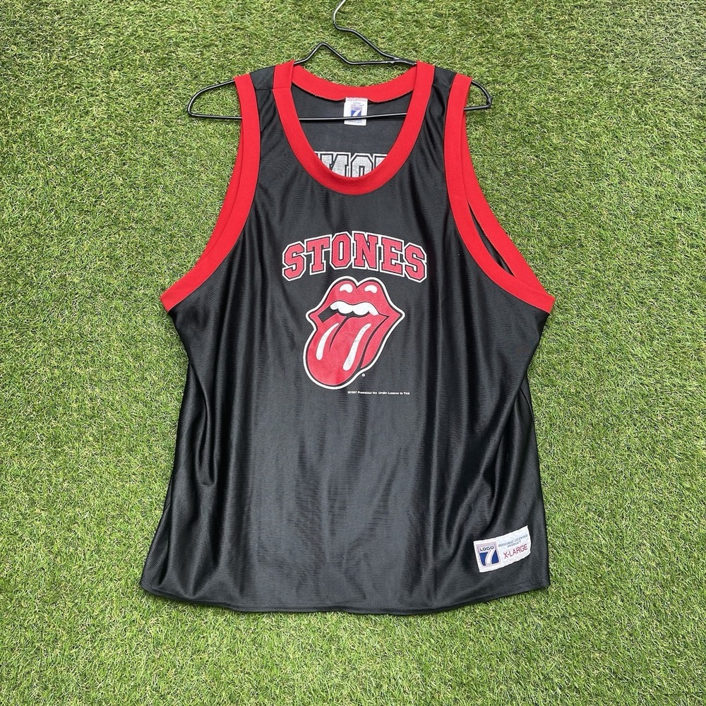 Rolling Stones Basketball Jersey Mens XL Vintage Red Sleeveless #98 logo Band